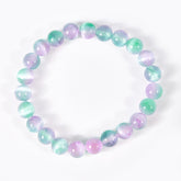 Natural Rainbow Fluorite Stone Bracelet, Fluorite Crystal Bracelet, Healing Bracelet, 7 Inch, 6/8mm, BR078