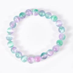 Natural Rainbow Fluorite Stone Bracelet, Fluorite Crystal Bracelet, Healing Bracelet, 7 Inch, 6/8mm, BR078