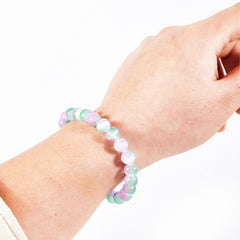 Natural Rainbow Fluorite Stone Bracelet, Fluorite Crystal Bracelet, Healing Bracelet, 7 Inch, 6/8mm, BR078