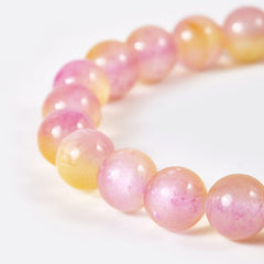 Natural Selenite Stone Beaded Bracelet, Round Lime Pink Beaded Bracelet, 7 Inch, 6/8mm, Healing Bracelet, BR081