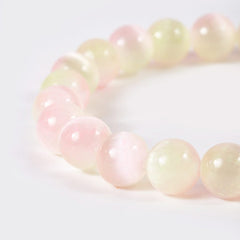 Natural Pink Morganite Stone Beaded Bracelet, Selenite Round Lime Pink, 7 Inch, 6/8mm, Healing Bracelet, BR082