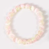 Natural Pink Morganite Stone Beaded Bracelet, Selenite Round Lime Pink, 7 Inch, 6/8mm, Healing Bracelet, BR082