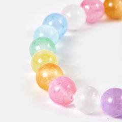 Multicolor Colorful Gypsum Stone Bracelet, Selenite Round Rainbow, 7 Inch, 6/8mm, Healing Bracelet, BR083