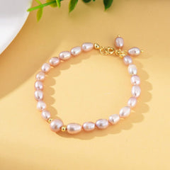 18K Gold Filled Natural Freshwater Pearl Bracelet, Elegant White Pearl Bridal Bracelet Wedding Jewelry, Adjustable Bracelet, BR089