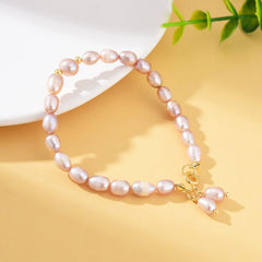 18K Gold Filled Natural Freshwater Pearl Bracelet, Elegant White Pearl Bridal Bracelet Wedding Jewelry, Adjustable Bracelet, BR089