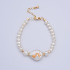 18K Gold Filled Elegant Freshwater Pearl Bracelet, Coin Pearl Bracelet with Gold Accents, Baroque Pearl Beaded Bracelet, Gift for Her, BR092