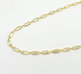 14K Gold Filled Cubic Zirconia Crystal Bezel Chain by the Yard, Rectangle Shape Unfinished Chain for Necklace Component 12x5mm, CH009