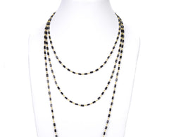 14K Gold Filled Black Onyx Crystal Faceted Rectangle Beaded Chain, Wire Wrapped Cylinder Bead Rosary Chain Necklace Bracelet 3x5mm,CH022