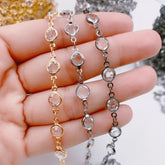 18K Gold Filled Diamond by the Yard Swarovski Quality Crystal Rosary Bead Chain, – Silver/ Gold – Crystal Bead Chain, CH096