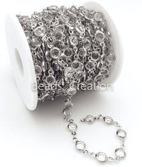 18K Gold Filled Diamond by the Yard Swarovski Quality Crystal Rosary Bead Chain, – Silver/ Gold – Crystal Bead Chain, CH096