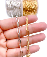14K Gold Filled Shiny Silver Paperclip Chain, CH108