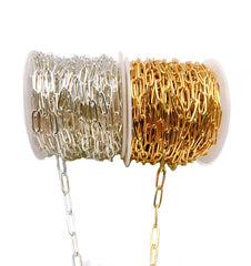 14K Gold Filled Shiny Silver Paperclip Chain, CH108