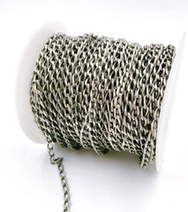 Silver Curb Chain, Bulk Curb Chain, Unfinished Curb Chain, Silver Curb Chain 1.6mm thickness 3mm width for Necklace Component, 3mm, CH113