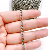 Silver Curb Chain, Bulk Curb Chain, Unfinished Curb Chain, Silver Curb Chain 1.6mm thickness 3mm width for Necklace Component, 3mm, CH113