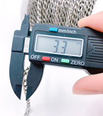 Silver Curb Chain, Bulk Curb Chain, Unfinished Curb Chain, Silver Curb Chain 1.6mm thickness 3mm width for Necklace Component, 3mm, CH113