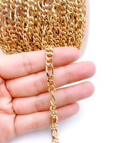 22K Gold Filled Figaro Chain, Shiny Gold Faceted Curb Chain, Soldered Chains, Faceted Curb Chain, Curb Chain Necklace, Jewelry, 6mm, CH114