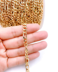 22K Gold Filled Figaro Chain, Shiny Gold Faceted Curb Chain, Soldered Chains, Faceted Curb Chain, Curb Chain Necklace, Jewelry, 6mm, CH114