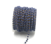 22K Gold Filled Sapphire Blue Crystal Rosary Chain, Rosary Chain, 2mm Unfinished Bead Wire Wrapped Chains, CH116