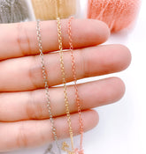 22K Gold Filled Rolo Cable Chain by Yard, Oval Link Chain by Foot, Wholesale Bulk Roll Chain for Jewelry Making, CH122A