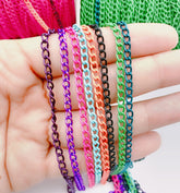 Chunky Enamel Curb Chain by Yard, Cuban Curb Chain by Foot, Wholesale bulk Roll Chain for Jewelry Making, Unfinished Chain, CH123