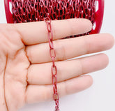 Enamel Paperclip Chain by Yard, Enamel Oval Link Chain by Foot, Wholesale bulk Roll Chain for Jewelry Making, 9x5mm, CH124A