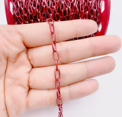 Enamel Paperclip Chain by Yard, Enamel Oval Link Chain by Foot, Wholesale bulk Roll Chain for Jewelry Making, 9x5mm, CH124A