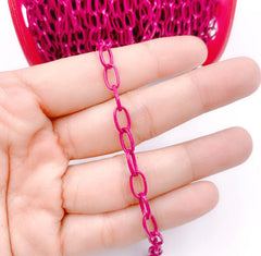 Enamel Paperclip Chain by Yard, Enamel Oval Link Chain by Foot, Wholesale bulk Roll Chain for Jewelry Making, 9x5mm, CH124C