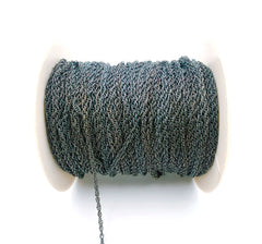 Gunmetal Black Twist Chain by Yard, Round Circle Link Chain by Foot, Wholesale bulk Roll Chain for Jewelry Making, 2mm, CH125