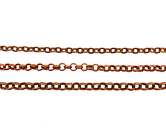 Copper Rolo Cable Chain by Yard, Copper Oval Link Chain by Foot, Wholesale bulk Roll Chain for Jewelry Making, 3/4/3.3mm, CH126