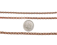 Copper Rolo Cable Chain by Yard, Copper Oval Link Chain by Foot, Wholesale bulk Roll Chain for Jewelry Making, 3/4/3.3mm, CH126