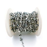 Evil Eye Chain Choker Necklace Enamel Rhodium Silver Beaded Satellite Chain Layering Chain for necklace jewelry making, 6mm, CH128A