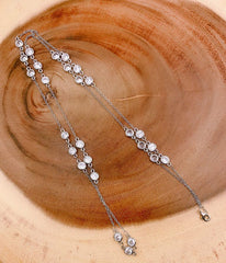 White Gold Diamond CZ Finished Necklace, Cubic Zirconia CZ Diamond By the Yard Station Necklace, Ready to Use, 1pc 30″, CH131