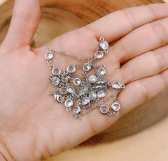 White Gold Diamond CZ Finished Necklace, Cubic Zirconia CZ Diamond By the Yard Station Necklace, Ready to Use, 1pc 30″, CH131