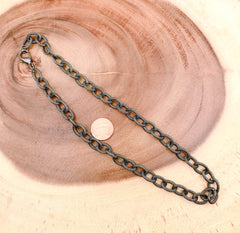 Ready to use Black Rhodium Finished Gunmetal Necklace Chain 10mm, Available in 16″ 20″ 24″ 48″, CH143