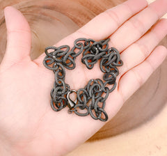 Ready to use Black Rhodium Finished Gunmetal Necklace Chain 10mm, Available in 16″ 20″ 24″ 48″, CH143