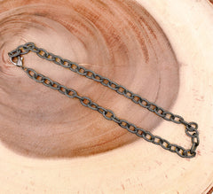 Ready to use Black Rhodium Finished Gunmetal Necklace Chain 10mm, Available in 16″ 20″ 24″ 48″, CH143