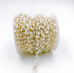 24K Gold Filled Brush Gold Rolo Cable Chain by Yard, Cable Rolo Chain by Foot, Wholesale bulk Roll Chain for Jewelry Making, 9x7mm, CH150