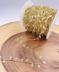 18K Gold Filled Star Curb Chain by Yard, Star Charm Chain by Foot, Wholesale bulk Roll Chain for Necklace Bracelet Jewelry Making, CH167