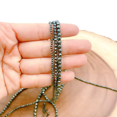 Faceted Hematite Bead Necklace in Gunmetal Rhodium Wire, Ready to wear Hematite Beaded Gemstone Necklace Chain, 16/18/24 Inches, CH169