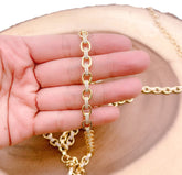 24K Gold Filled Fancy Texture Rolo Cable Linked Chain by Yard, Wholesale Roll Chain, CH172A
