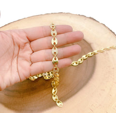 24K Gold Filled Pave Cubic Zirconia Anchor Chain by Yard, GF Oval Disc, Anchor G Link Chain Unfinished Chain, 12x8mm, CH173