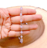 Natural Lavender Amethyst Beaded Chain By Foot, White Gold Chain for Jewelry Making, Beaded Rosary, Bulk Wholesale, 6mm, CH180