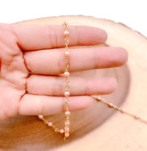 18K Gold Filled Metalic Champagne Pearl Chain By Yard, Chain for Jewelry Making, Beaded Rosary, Bulk Wholesale, 4mm, CH184