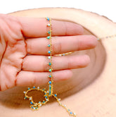 18K Gold Filled Turquoise Glass Beaded Chain By Yard, Chain for Jewelry Making, Seed Beaded Chain, Bulk Wholesale, 2mm, CH186