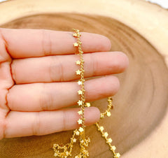 18K Gold Filled Star Chain by Yard, Gold Curb Link Chain by Foot, Unfinished Chain, Wholesale Bulk Roll Chain for Jewelry Making, 3mm, CH189
