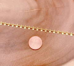 18K Gold Filled Star Chain by Yard, Gold Curb Link Chain by Foot, Unfinished Chain, Wholesale Bulk Roll Chain for Jewelry Making, 3mm, CH189