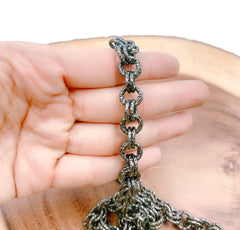 Double Ring Chain by Yard, Rolo Chain By Foot Wholesale Bulk Roll Beaded Chain in Gunmetal Black for Necklace Bracelet Jewelry Making, CH205