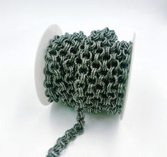 Double Ring Chain by Yard, Rolo Chain By Foot Wholesale Bulk Roll Beaded Chain in Gunmetal Black for Necklace Bracelet Jewelry Making, CH205