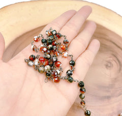 Agate Beaded Chain by Yard, Wholesale Bulk Roll Beaded Chain in Gunmetal for Necklace Bracelet Jewelry Making, 6mm, CH207