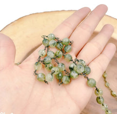 Prenite Beaded Chain by Yard, Wholesale Bulk Roll Beaded Chain in Gunmetal for Necklace Bracelet Jewelry Making, 6mm, CH208